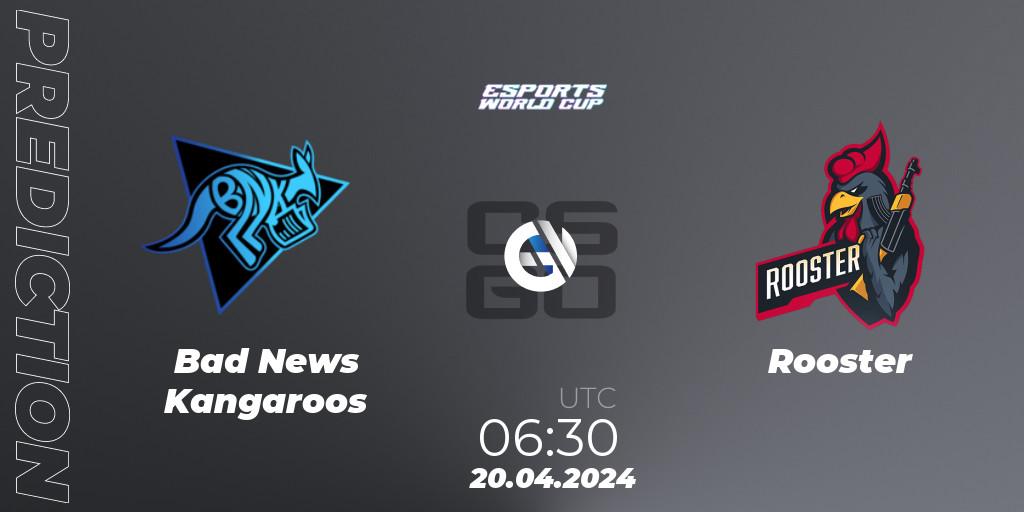 Pronóstico Bad News Kangaroos - Rooster. 20.04.24, CS2 (CS:GO), Esports World Cup 2024: Oceanic Closed Qualifier