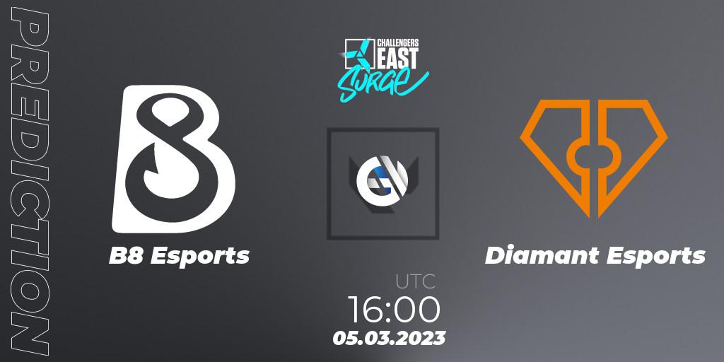Pronóstico B8 Esports - Diamant Esports. 05.03.2023 at 16:15, VALORANT, VALORANT Challengers 2023 East: Surge Split 1