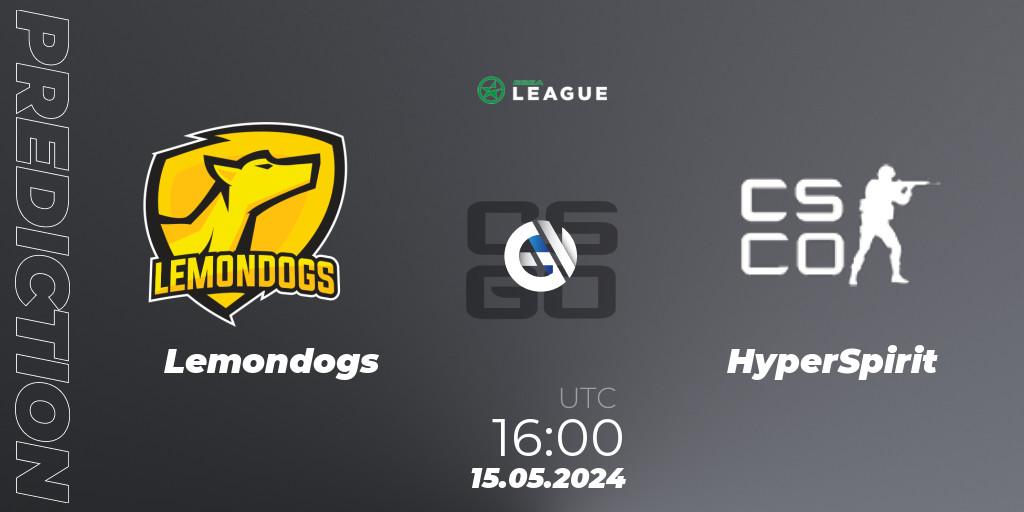 Pronóstico Lemondogs - HyperSpirit. 15.05.2024 at 16:00, Counter-Strike (CS2), ESEA Season 49: Advanced Division - Europe