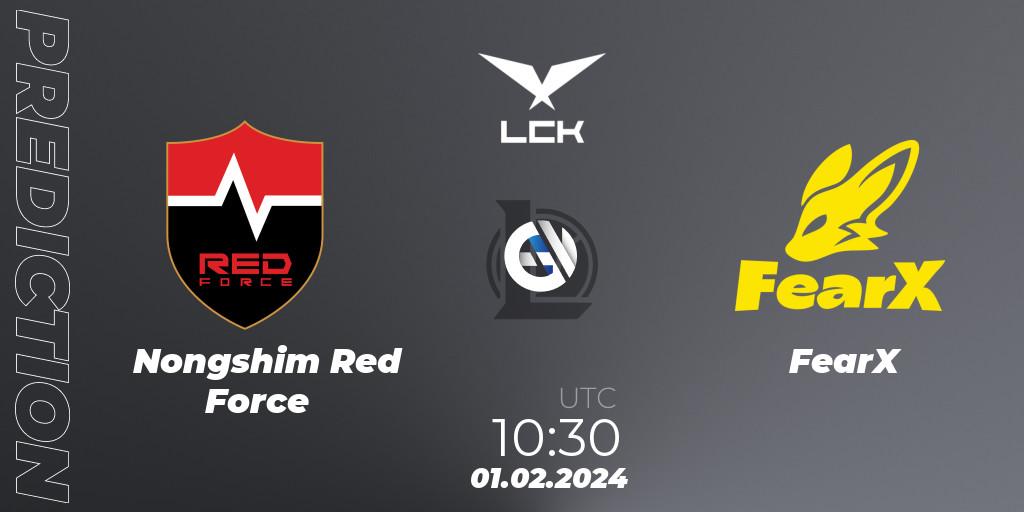 Pronóstico Nongshim Red Force - FearX. 01.02.2024 at 10:30, LoL, LCK Spring 2024 - Group Stage