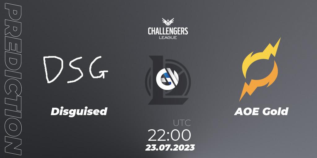 Pronóstico Disguised - AOE Gold. 23.07.2023 at 22:00, LoL, North American Challengers League 2023 Summer - Playoffs