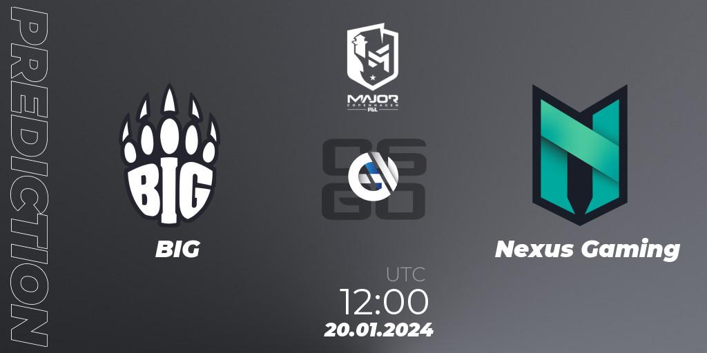 Pronóstico BIG - Nexus Gaming. 20.01.2024 at 12:00, Counter-Strike (CS2), PGL CS2 Major Copenhagen 2024 Europe RMR Closed Qualifier