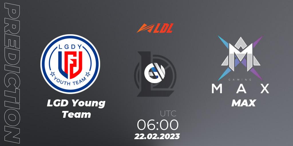 Pronóstico LGD Young Team - MAX. 22.02.2023 at 06:00, LoL, LDL 2023 - Regular Season