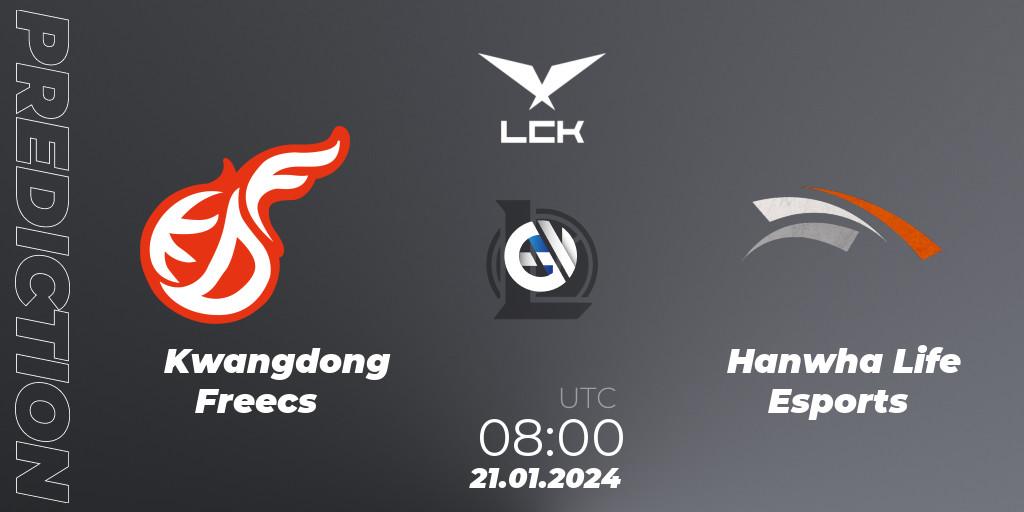 Pronóstico Kwangdong Freecs - Hanwha Life Esports. 21.01.2024 at 06:00, LoL, LCK Spring 2024 - Group Stage