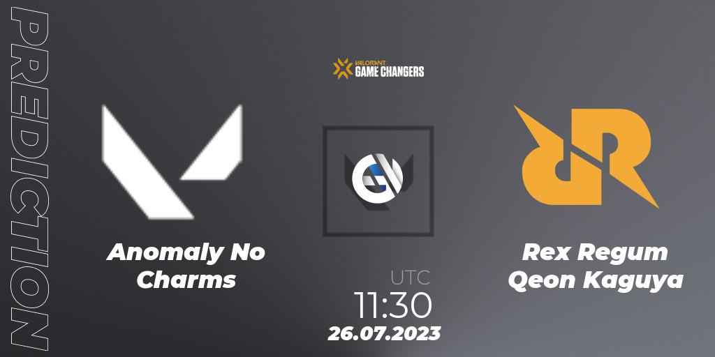 Pronóstico Anomaly No Charms - Rex Regum Qeon Kaguya. 26.07.2023 at 11:30, VALORANT, VCT 2023: Game Changers APAC Open 3