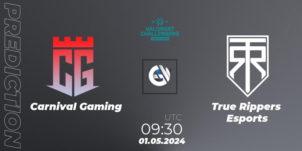 Pronóstico Carnival Gaming - True Rippers Esports. 01.05.2024 at 09:30, VALORANT, VALORANT Challengers 2024 South Asia: Split 1 - Cup 2