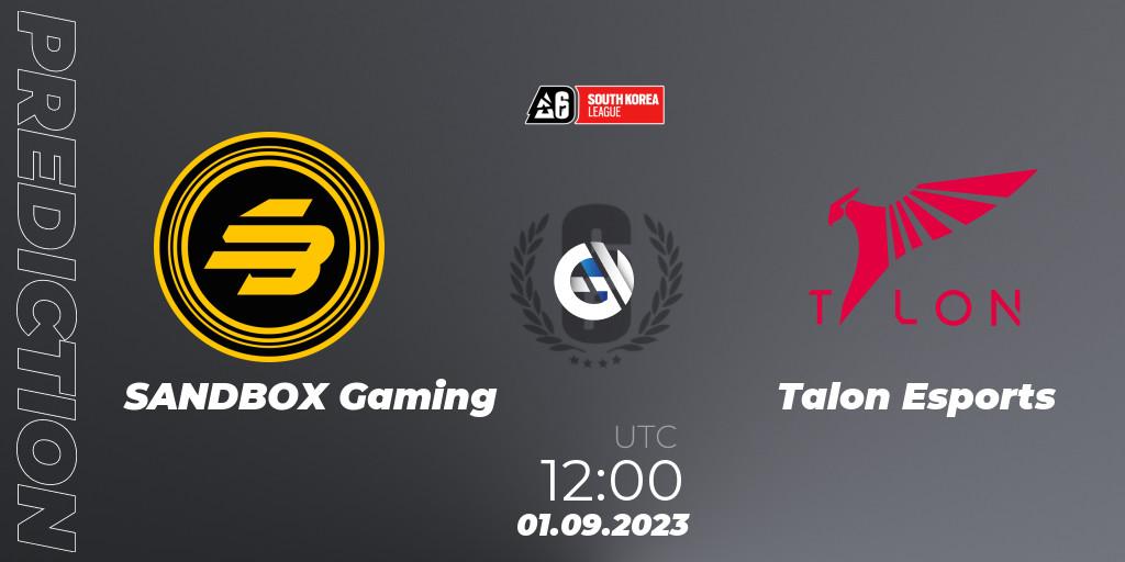 Pronóstico SANDBOX Gaming - Talon Esports. 01.09.2023 at 12:00, Rainbow Six, South Korea League 2023 - Stage 2