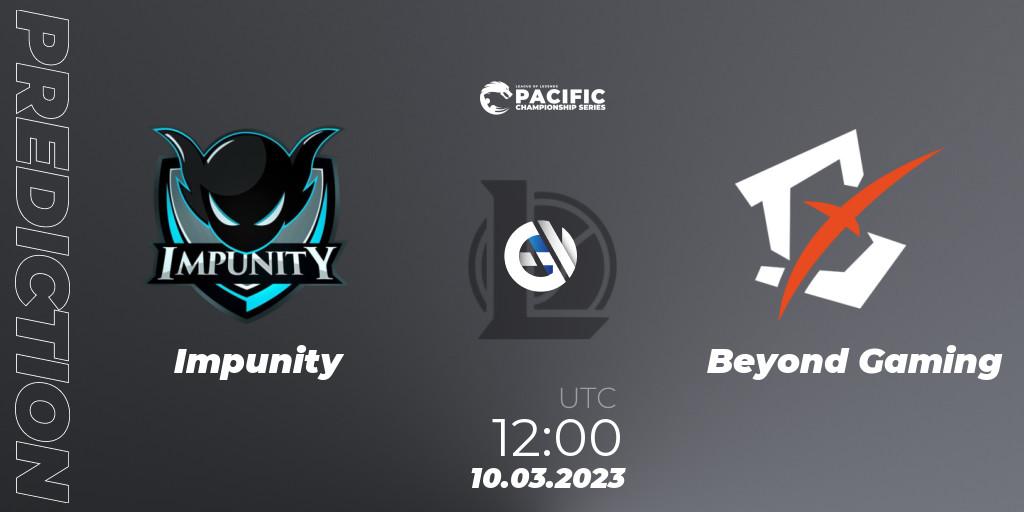 Pronóstico Impunity - Beyond Gaming. 10.03.2023 at 12:15, LoL, PCS Spring 2023 - Group Stage
