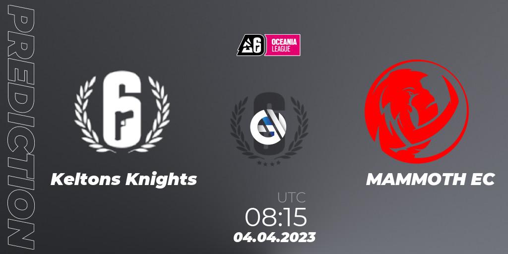 Pronóstico Keltons Knights - MAMMOTH EC. 04.04.2023 at 08:15, Rainbow Six, Oceania League 2023 - Stage 1