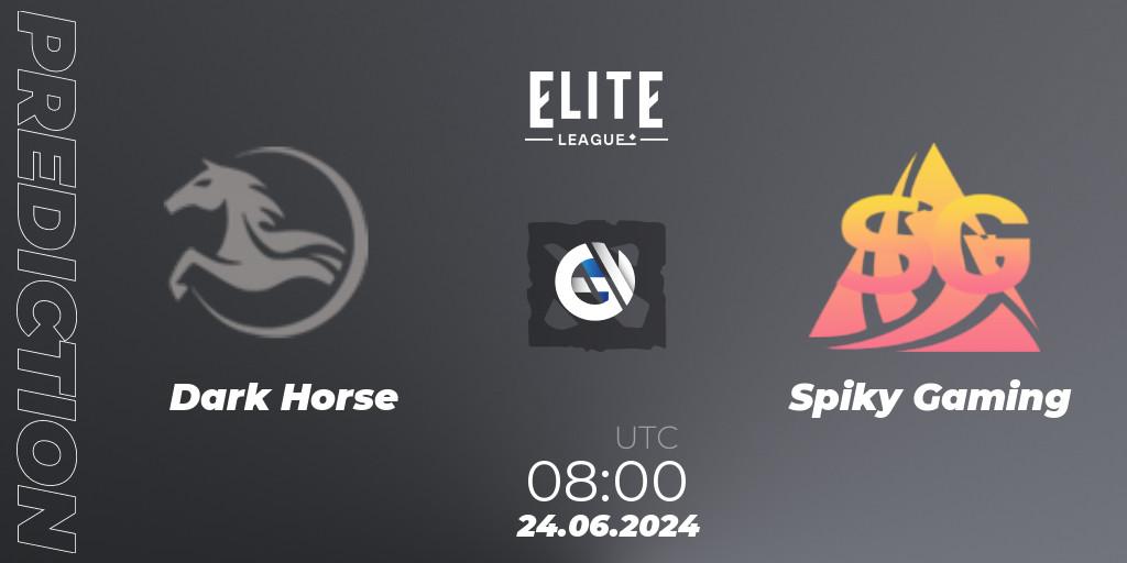 Pronóstico Dark Horse - Spiky Gaming. 24.06.2024 at 06:30, Dota 2, Elite League Season 2: China Closed Qualifier