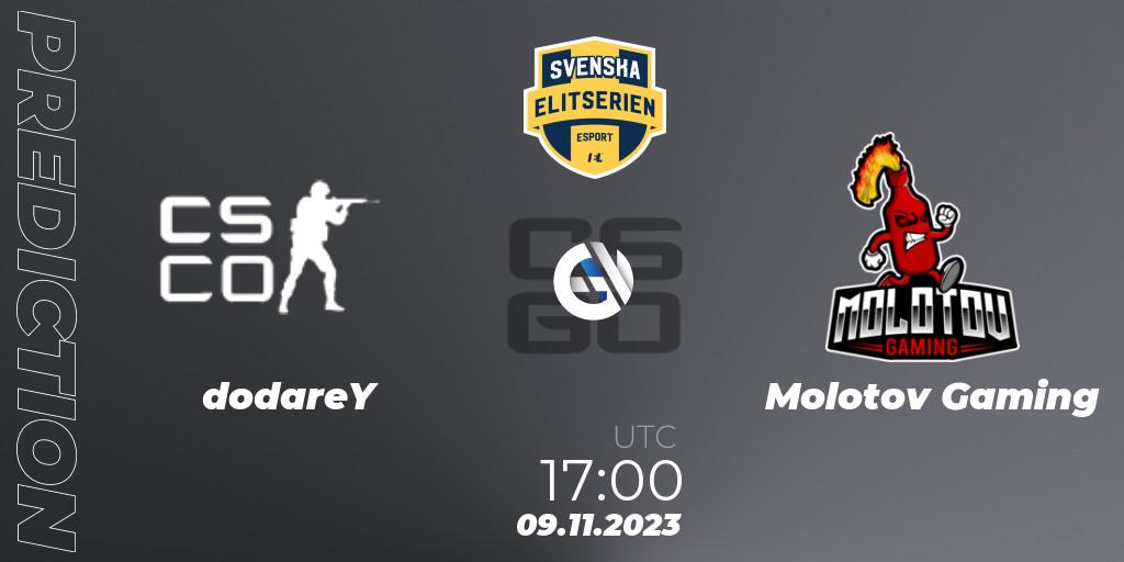 Pronóstico dodareY - Molotov Gaming. 09.11.2023 at 17:00, Counter-Strike (CS2), Svenska Elitserien Fall 2023: Online Stage