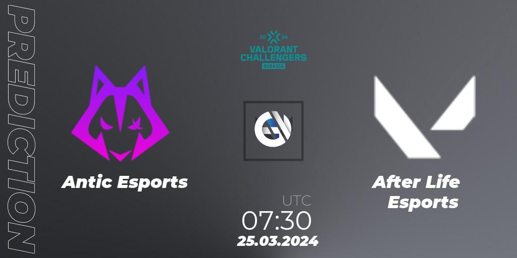 Pronóstico Antic Esports - After Life Esports. 25.03.2024 at 07:30, VALORANT, VALORANT Challengers 2024 Oceania: Split 1