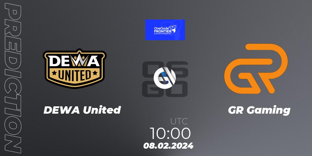 Pronóstico DEWA United - GR Gaming. 08.02.2024 at 10:00, Counter-Strike (CS2), OneQode Frontier