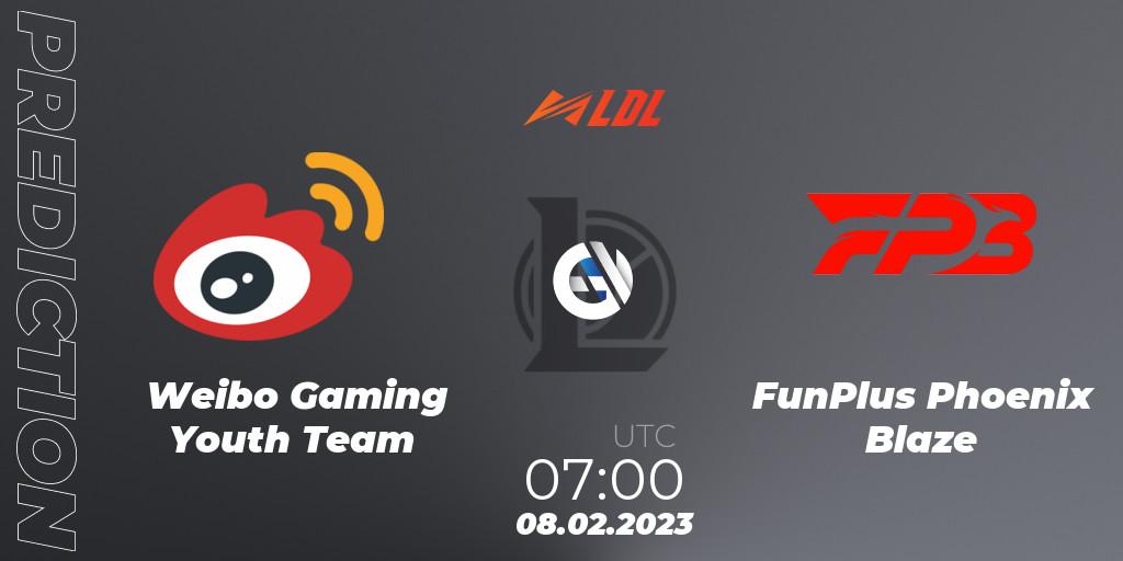 Pronóstico Weibo Gaming Youth Team - FunPlus Phoenix Blaze. 08.02.2023 at 07:00, LoL, LDL 2023 - Swiss Stage