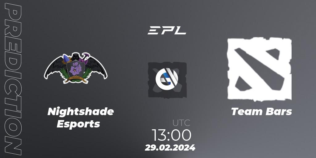Pronóstico Nightshade Esports - Team Bars. 29.02.2024 at 13:30, Dota 2, European Pro League Season 17: Division 2