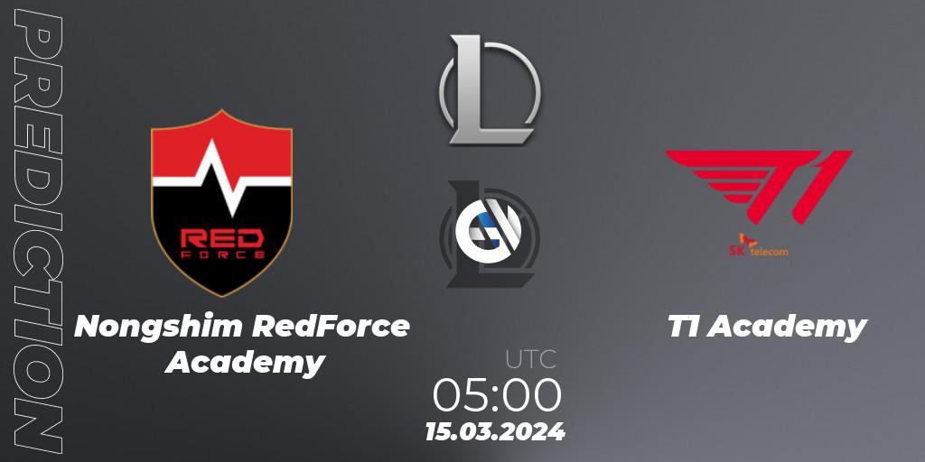 Pronóstico Nongshim RedForce Academy - T1 Academy. 15.03.2024 at 05:00, LoL, LCK Challengers League 2024 Spring - Group Stage