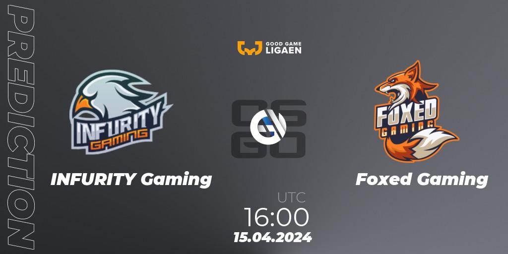 Pronóstico INFURITY Gaming - Foxed Gaming. 15.04.2024 at 16:00, Counter-Strike (CS2), Good Game-ligaen Spring 2024