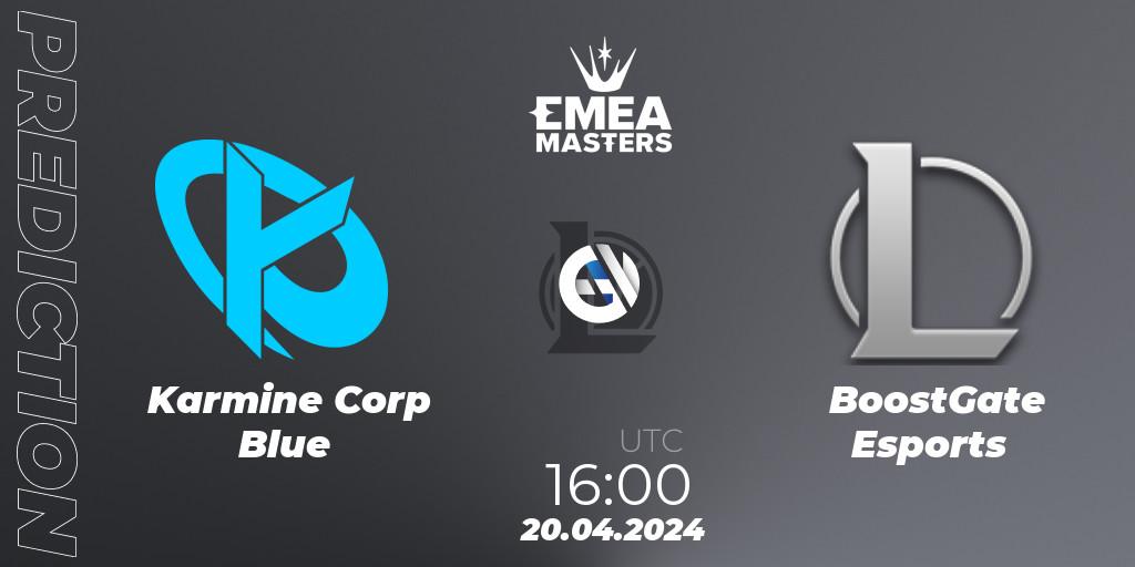 Pronóstico Karmine Corp Blue - BoostGate Esports. 20.04.24, LoL, EMEA Masters Spring 2024 - Group Stage