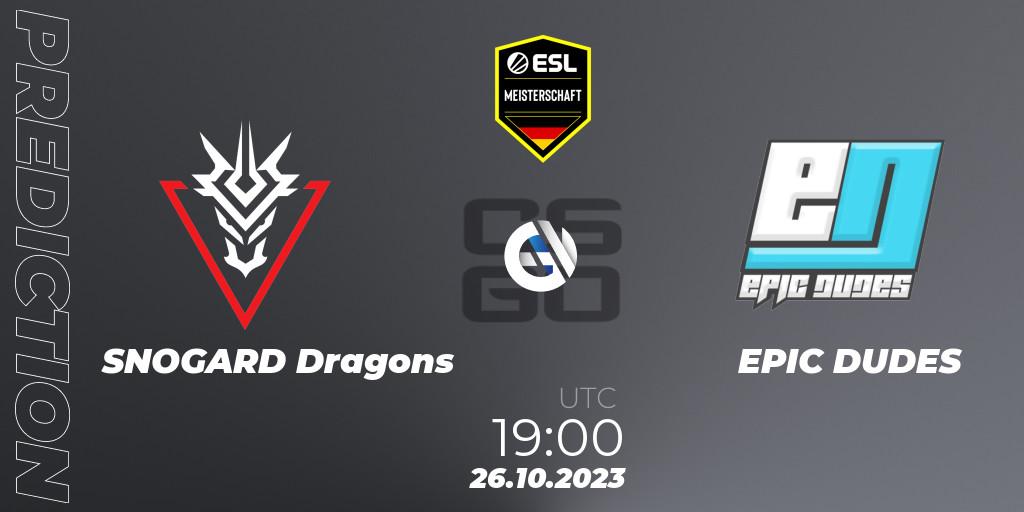 Pronóstico SNOGARD Dragons - EPIC DUDES. 26.10.23, CS2 (CS:GO), ESL Meisterschaft: Autumn 2023