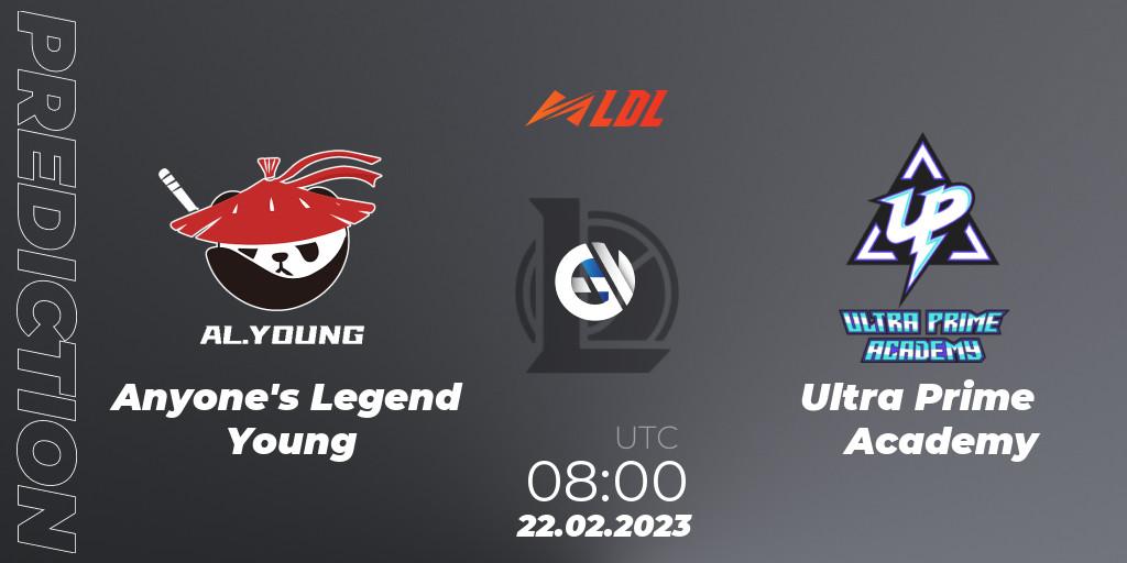 Pronóstico Anyone's Legend Young - Ultra Prime Academy. 22.02.2023 at 09:00, LoL, LDL 2023 - Regular Season