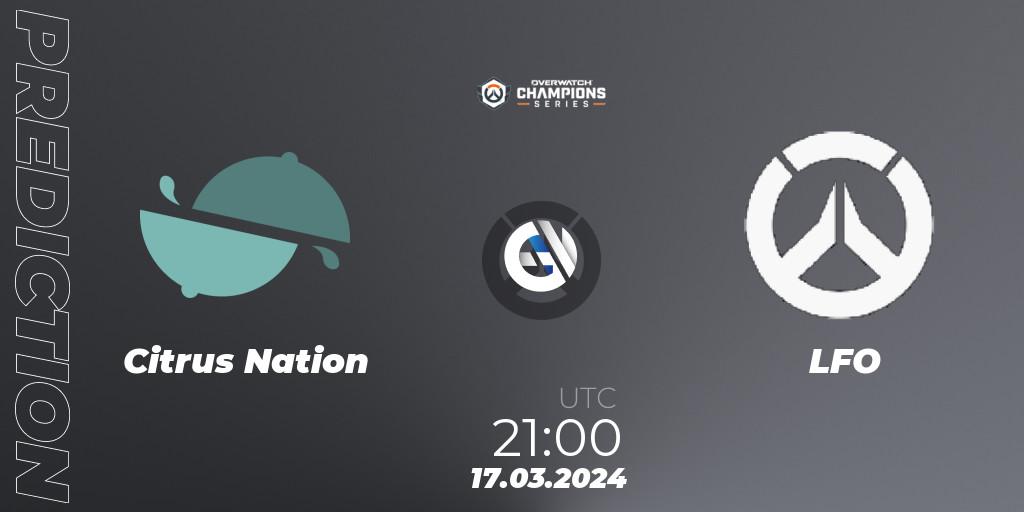 Pronóstico Citrus Nation - LFO. 17.03.2024 at 21:00, Overwatch, Overwatch Champions Series 2024 - North America Stage 1 Group Stage
