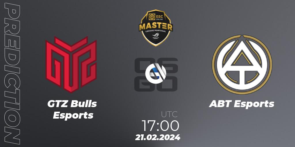 Pronóstico GTZ Bulls Esports - ABT Esports. 21.02.24, CS2 (CS:GO), Master League Portugal Season 13: Closed Qualifier