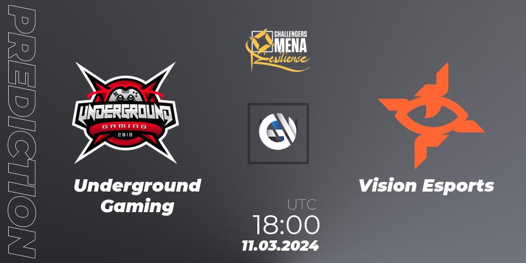 Pronóstico Underground Gaming - Vision Esports. 11.03.2024 at 18:00, VALORANT, VALORANT Challengers 2024 MENA: Resilience Split 1 - GCC and Iraq