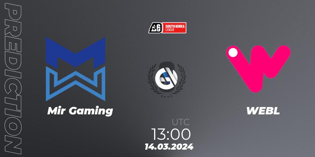Pronóstico Mir Gaming - WEBL. 14.03.2024 at 13:00, Rainbow Six, South Korea League 2024 - Stage 1