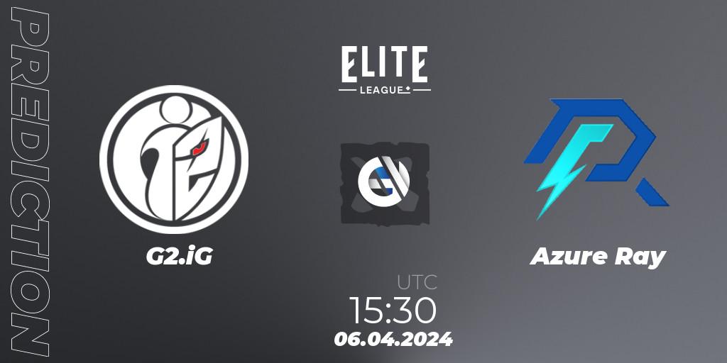 Pronóstico G2.iG - Azure Ray. 06.04.2024 at 16:38, Dota 2, Elite League: Round-Robin Stage