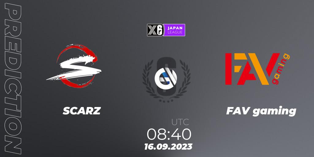 Pronóstico SCARZ - FAV gaming. 16.09.2023 at 08:40, Rainbow Six, Japan League 2023 - Stage 2