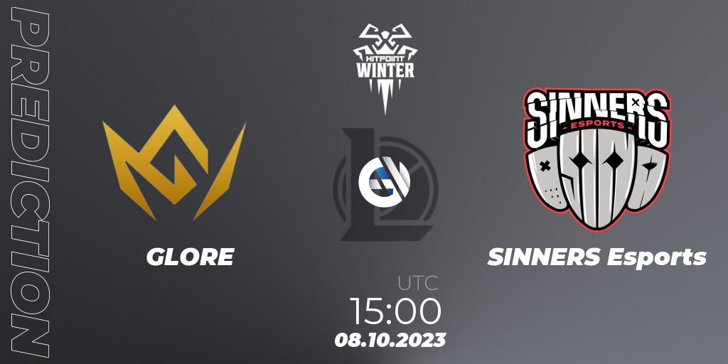 Pronóstico GLORE - SINNERS Esports. 08.10.2023 at 15:00, LoL, Hitpoint Masters Winter 2023 - Playoffs