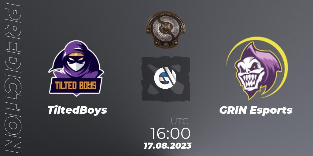 Pronóstico TiltedBoys - GRIN Esports. 17.08.2023 at 16:04, Dota 2, The International 2023 - North America Qualifier