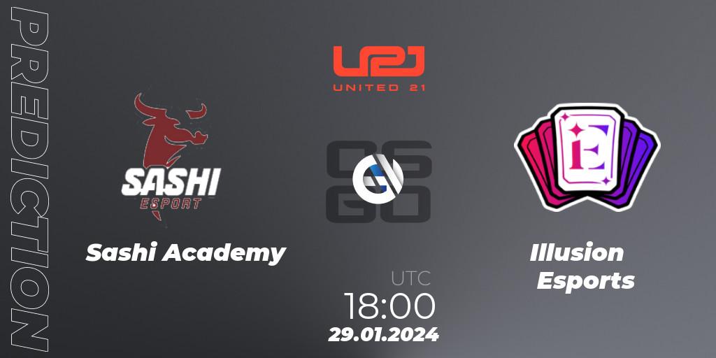 Pronóstico Sashi Academy - Illusion Esports. 29.01.2024 at 18:00, Counter-Strike (CS2), United21 Season 10: Division 2