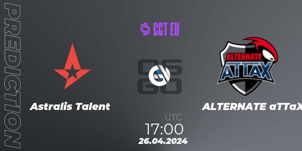 Pronóstico Astralis Talent - ALTERNATE aTTaX. 26.04.24, CS2 (CS:GO), CCT Season 2 Europe Series 2 Closed Qualifier
