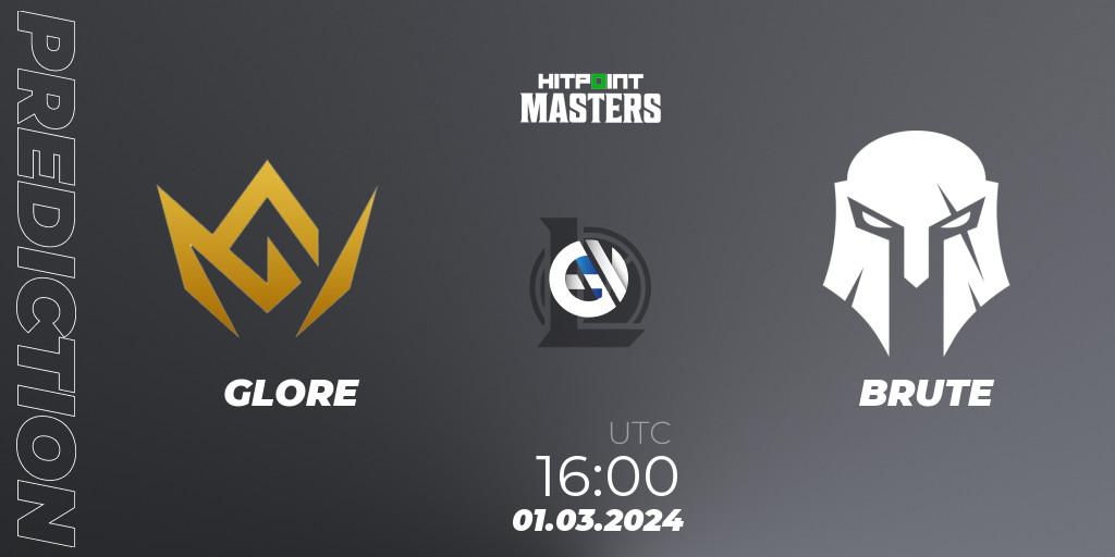 Pronóstico GLORE - BRUTE. 01.03.2024 at 16:00, LoL, Hitpoint Masters Spring 2024