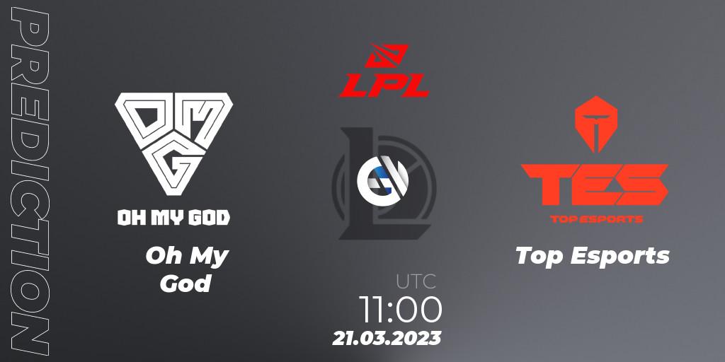 Pronóstico Oh My God - Top Esports. 21.03.2023 at 09:00, LoL, LPL Spring 2023 - Group Stage
