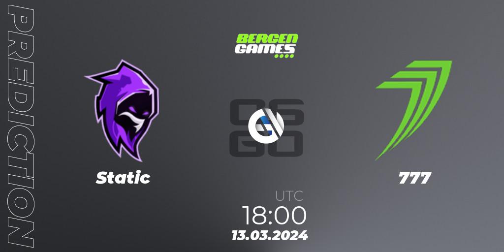 Pronóstico Static - 777. 13.03.2024 at 18:00, Counter-Strike (CS2), Bergen Games 2024: Online Stage