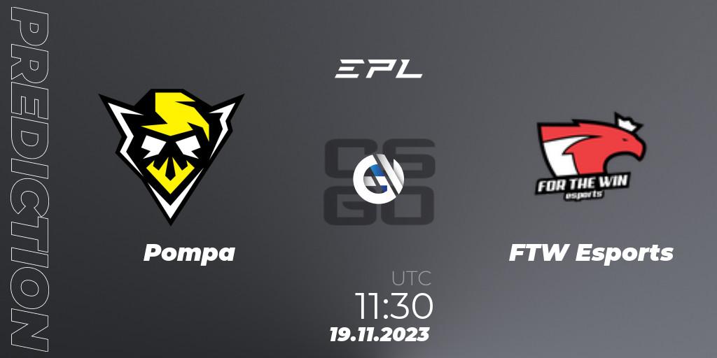 Pronóstico Pompa - FTW Esports. 19.11.2023 at 11:30, Counter-Strike (CS2), European Pro League Season 12: Division 2