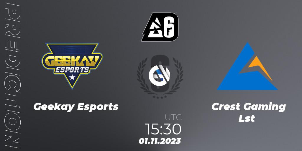 Pronóstico Geekay Esports - Crest Gaming Lst. 01.11.2023 at 15:30, Rainbow Six, BLAST Major USA 2023