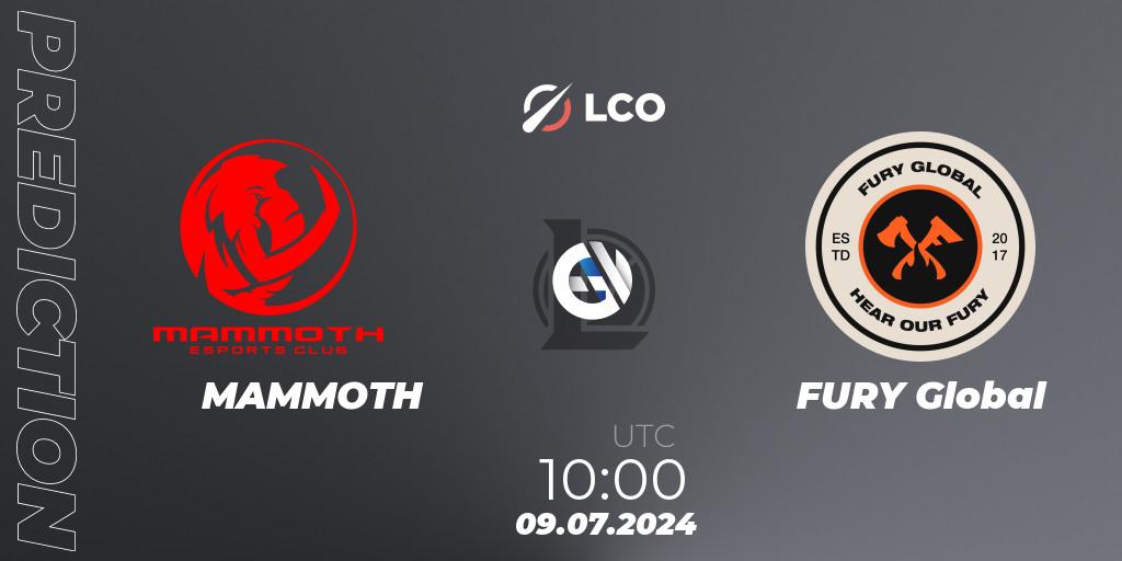 Pronóstico MAMMOTH - FURY Global. 09.07.2024 at 10:00, LoL, LCO Split 2 2024 - Group Stage