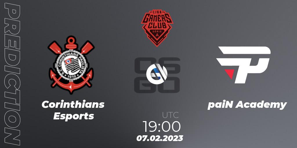 Pronóstico Corinthians Esports - paiN Academy. 07.02.23, CS2 (CS:GO), Gamers Club Liga Série A: January 2023