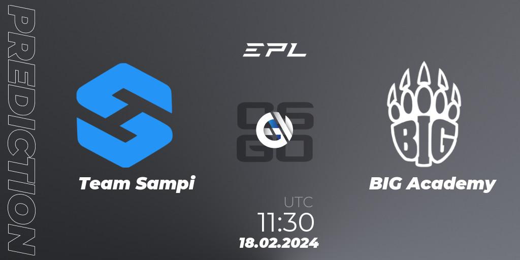 Pronóstico Team Sampi - BIG Academy. 18.02.2024 at 11:30, Counter-Strike (CS2), European Pro League Season 15: Division 2