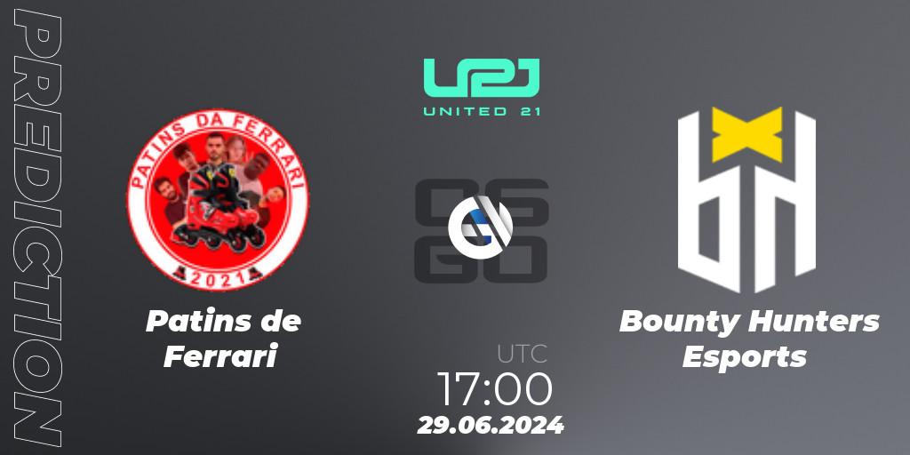 Pronóstico Patins de Ferrari - Bounty Hunters Esports. 29.06.2024 at 16:00, Counter-Strike (CS2), United21 South America Season 1