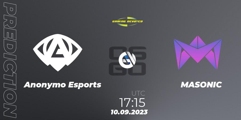 Pronóstico Anonymo Esports - MASONIC. 10.09.23, CS2 (CS:GO), Gaming Devoted Become The Best
