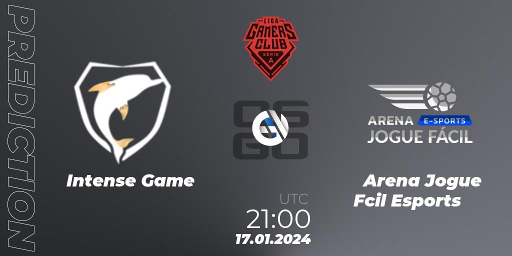 Pronóstico Intense Game - Arena Jogue Fácil Esports. 17.01.2024 at 19:00, Counter-Strike (CS2), Gamers Club Liga Série A: January 2024