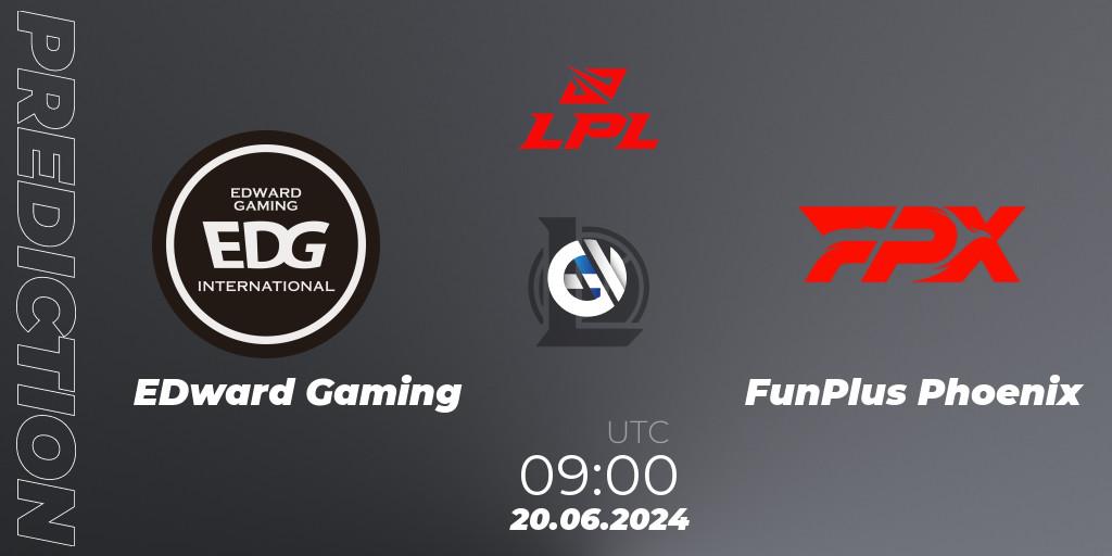 Pronóstico EDward Gaming - FunPlus Phoenix. 20.06.2024 at 09:00, LoL, LPL 2024 Summer - Group Stage