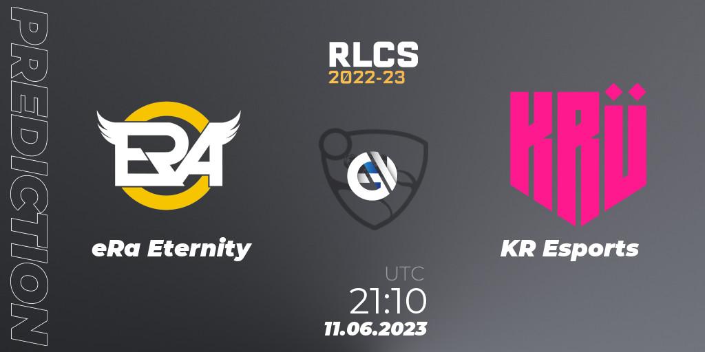 Pronóstico eRa Eternity - KRÜ Esports. 11.06.2023 at 21:10, Rocket League, RLCS 2022-23 - Spring: South America Regional 3 - Spring Invitational