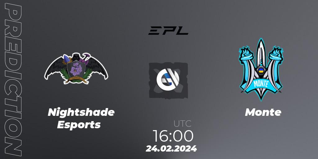 Pronóstico Nightshade Esports - Monte. 24.02.2024 at 16:12, Dota 2, European Pro League Season 17: Division 2