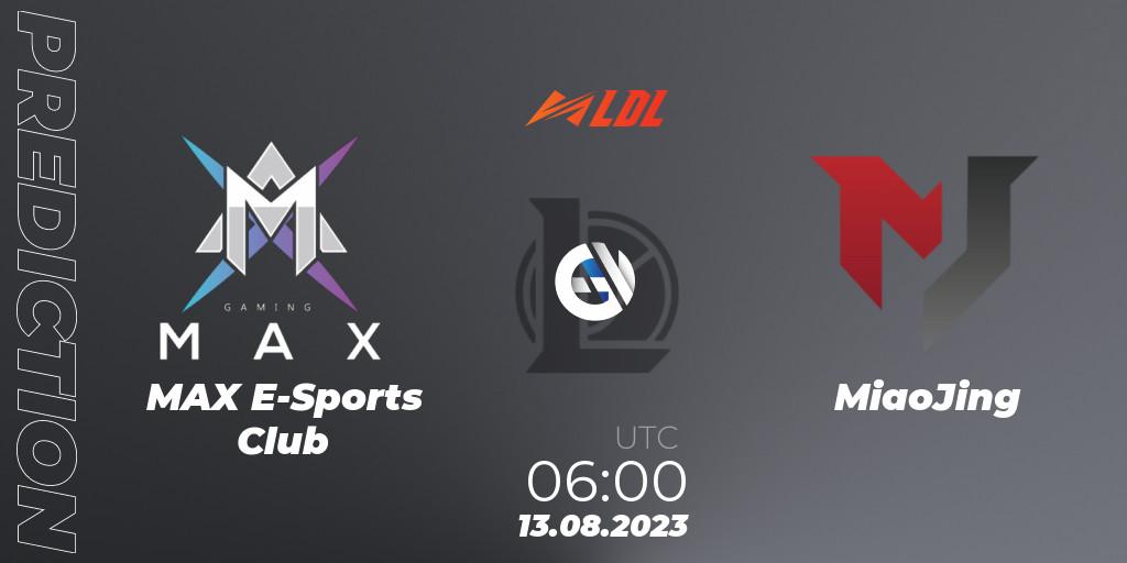 Pronóstico MAX E-Sports Club - MiaoJing. 13.08.2023 at 09:00, LoL, LDL 2023 - Playoffs