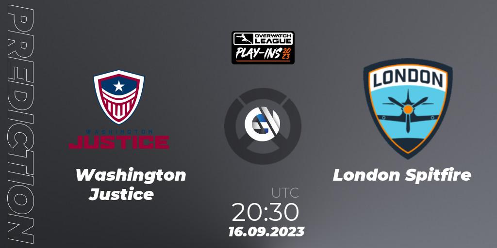 Pronóstico Washington Justice - London Spitfire. 16.09.23, Overwatch, Overwatch League 2023 - Play-Ins